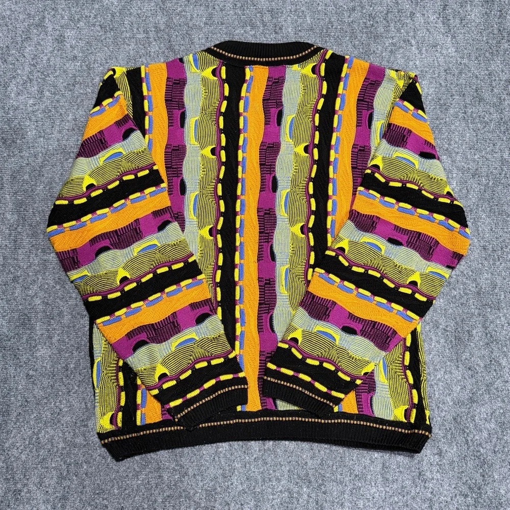 Vintage Steven Land 90s Multicolor 3D Knit Sweater Coogi Style Size - L - Picture 6 of 6